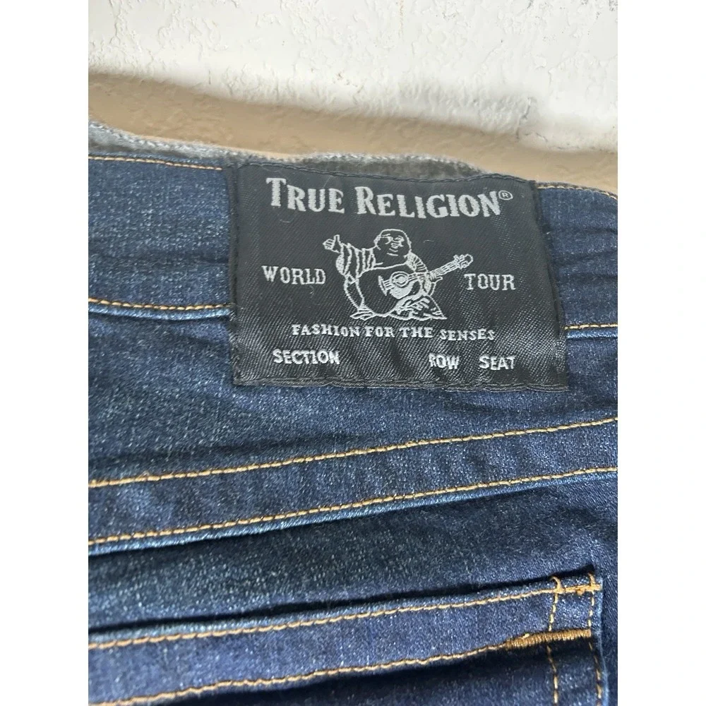 NEW True Religion Jeans Mens 38X34 Dark Blue Denim Pants Ricky Relaxed Straight